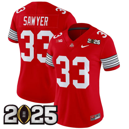 Women's Ohio State Buckeyes 'Heritage Stripe' 2025 CFP Final Patch Vapor Limited Jersey - All Stitched