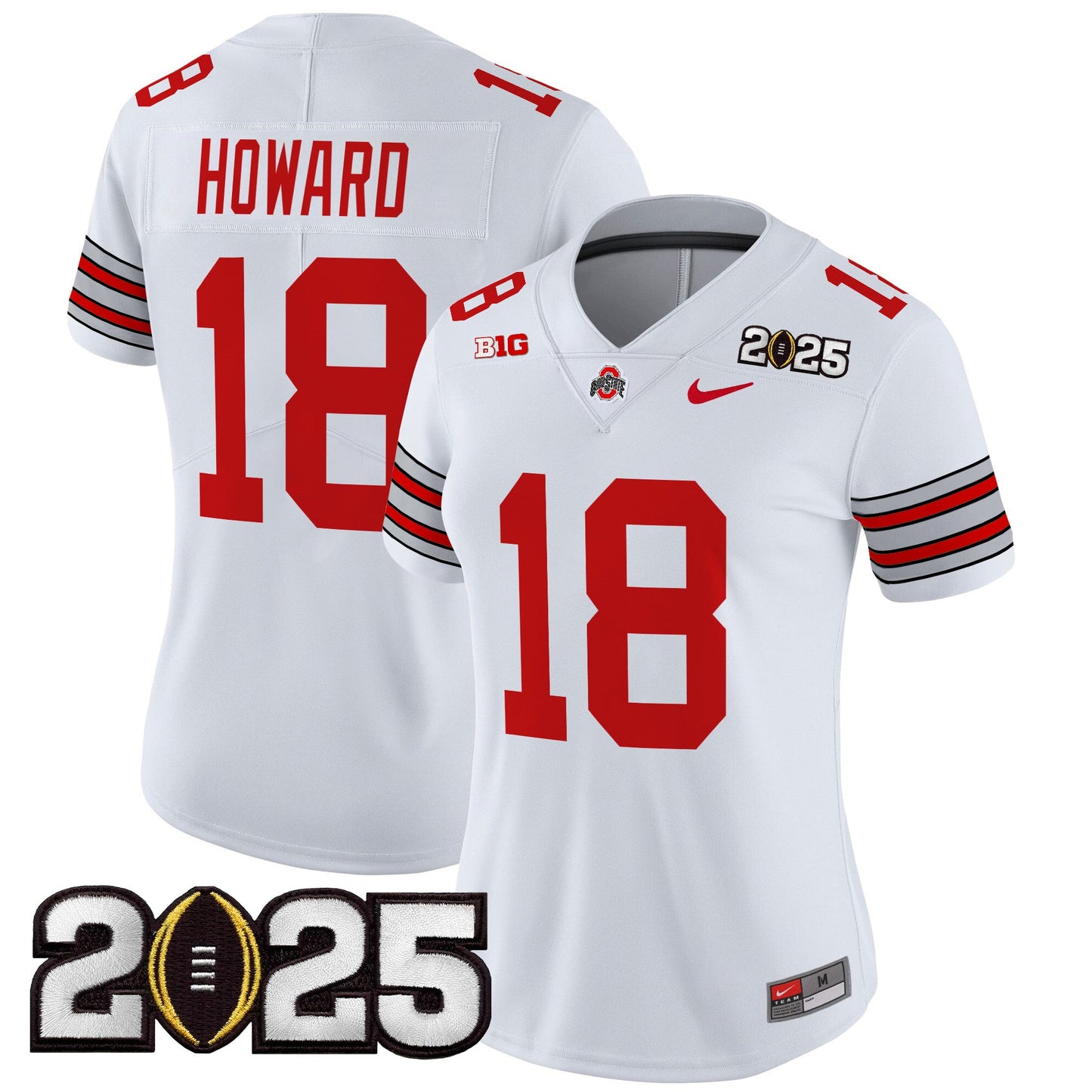 Women's Ohio State Buckeyes 'Heritage Stripe' 2025 CFP Final Patch Vapor Limited Jersey - All Stitched