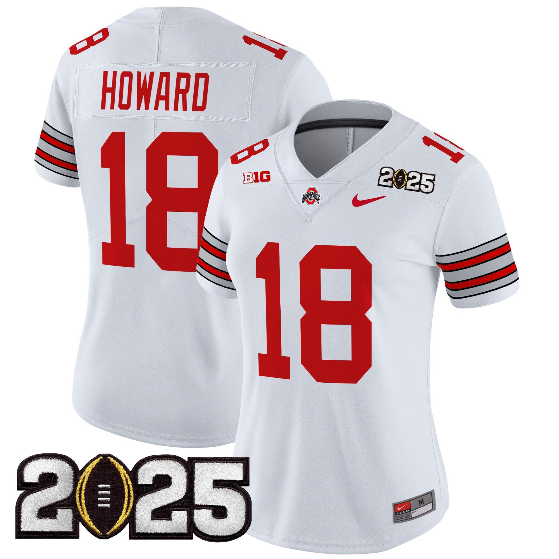 Women's Ohio State Buckeyes 'Heritage Stripe' 2025 CFP Final Patch Vapor Limited Jersey - All Stitched