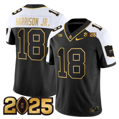 Men's Ohio State Buckeyes 'Heritage Stripe' CFP Final Patch Gold Vapor Limited Jersey - All Stitched