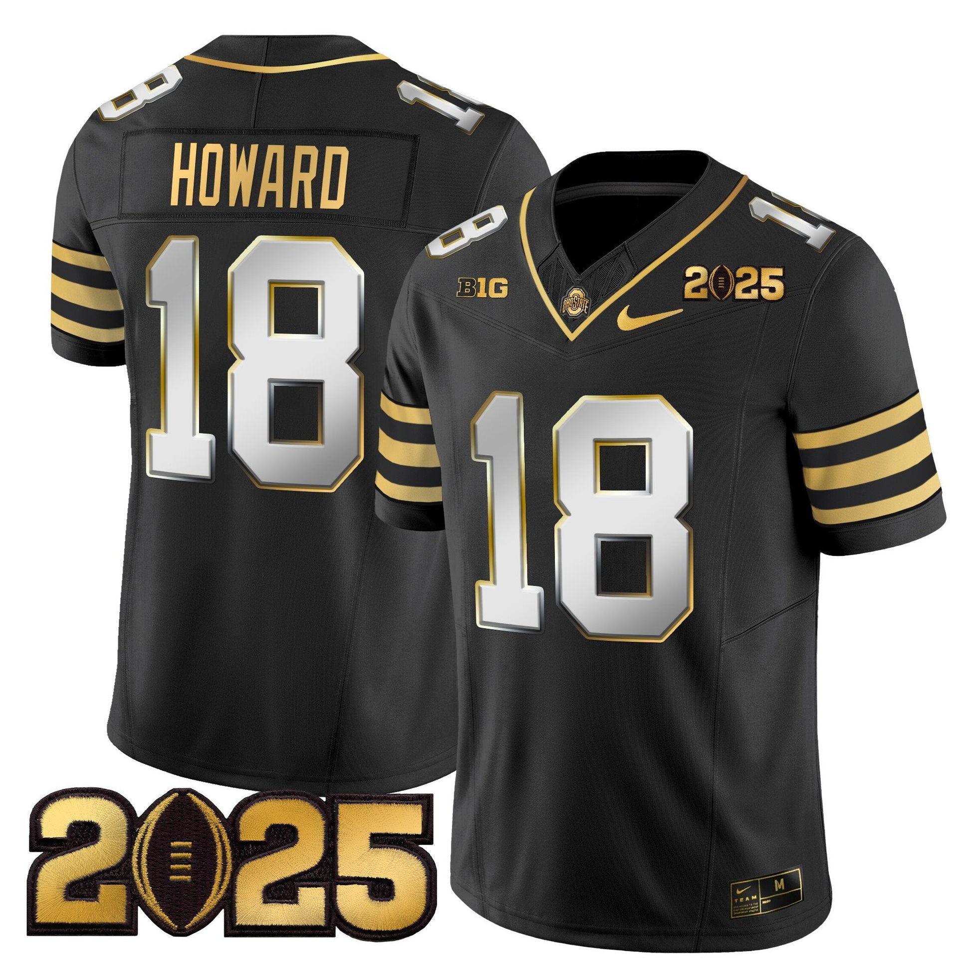 Men's Ohio State Buckeyes 'Heritage Stripe' CFP Final Patch Gold Vapor Limited Jersey - All Stitched