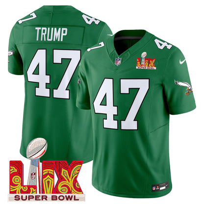 Philadelphia Eagles Kelly Green Super Bowl LIX Patch Vapor Limited Jersey - All Stitched