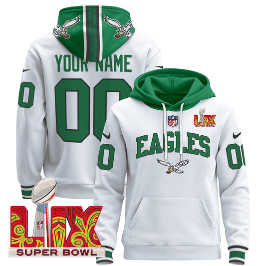 PHI Super Bowl LIX Patch Custom Pullover Hoodie - All Stitched