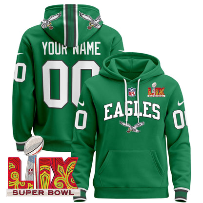 PHI Super Bowl LIX Patch Custom Pullover Hoodie - All Stitched