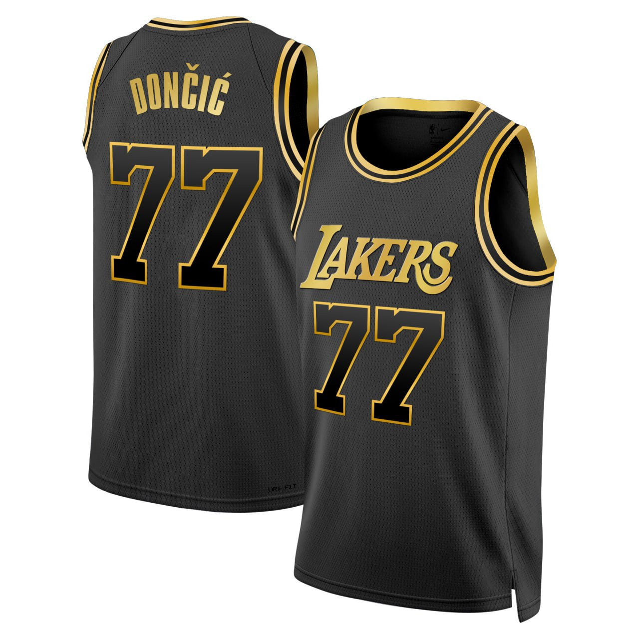Luka Doncic Los Angeles Lakers Black Gold Jersey - All Stitched