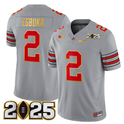 Men's Ohio State Buckeyes 'Heritage Stripe' 2025 CFP Final Patch Gold Trim Vapor Limited Jersey - All Stitched