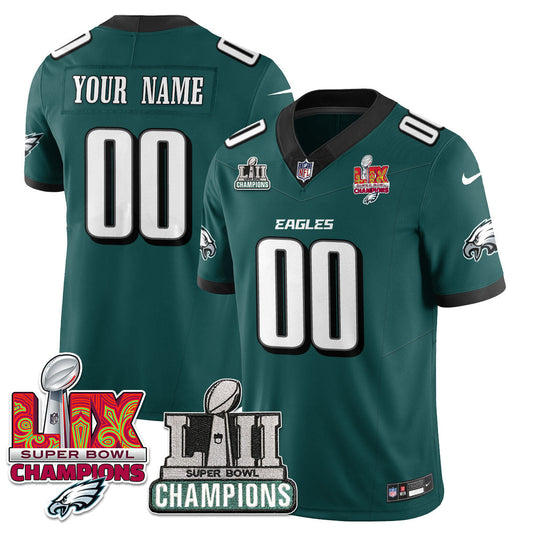 Custom Name/Gender PHI LII-LIX Super Bowl Champions Vapor Limited Jersey - All Stitched