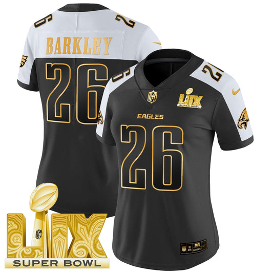 Women's PHI Super Bowl LIX Patch Gold Vapor Limited Jersey - All Stitched