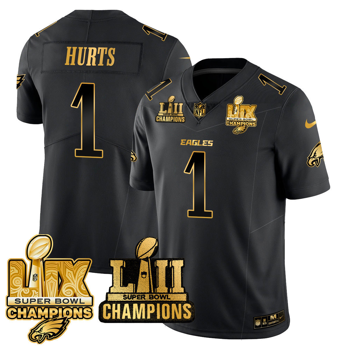 PHI LII-LIX Super Bowl Champions Gold Vapor Limited Jersey N2 - All Stitched