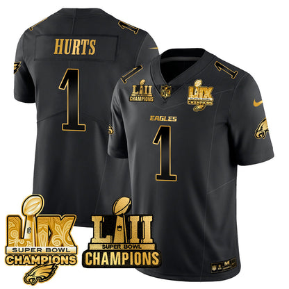 PHI LII-LIX Super Bowl Champions Gold Vapor Limited Jersey N2 - All Stitched