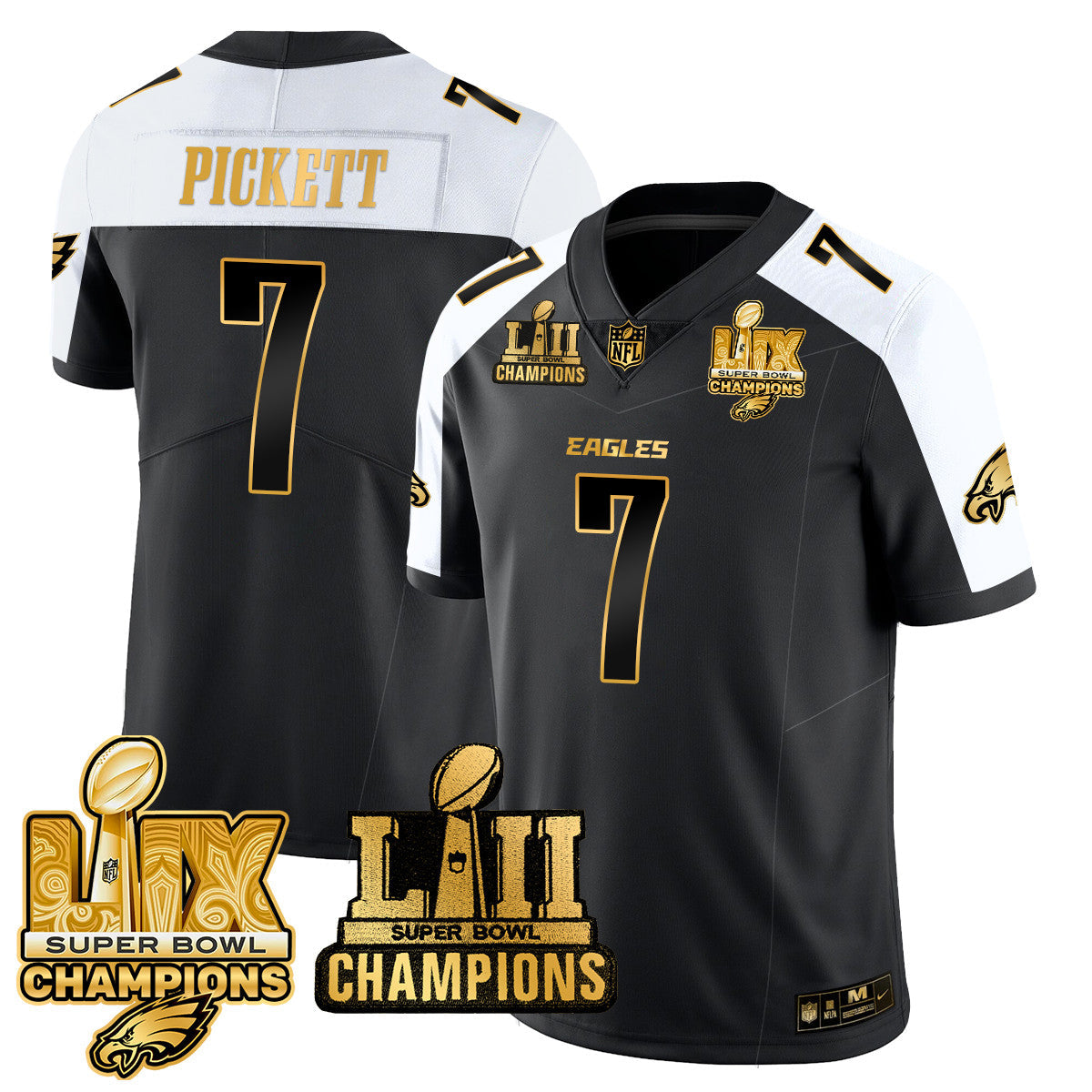 PHI LII-LIX Super Bowl Champions Gold Vapor Limited Jersey N2 - All Stitched