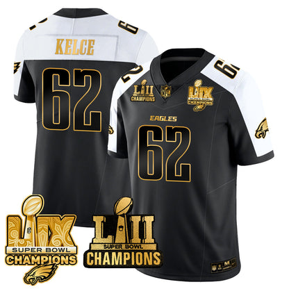 PHI LII-LIX Super Bowl Champions Gold Vapor Limited Jersey N2 - All Stitched