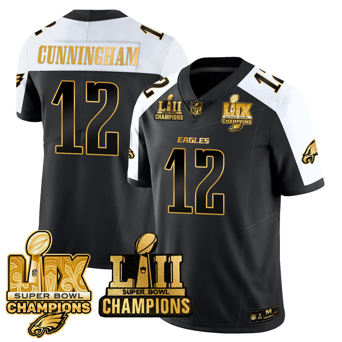 PHI LII-LIX Super Bowl Champions Gold Vapor Limited Jersey N2 - All Stitched