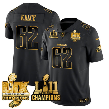 PHI LII-LIX Super Bowl Champions Gold Vapor Limited Jersey N2 - All Stitched