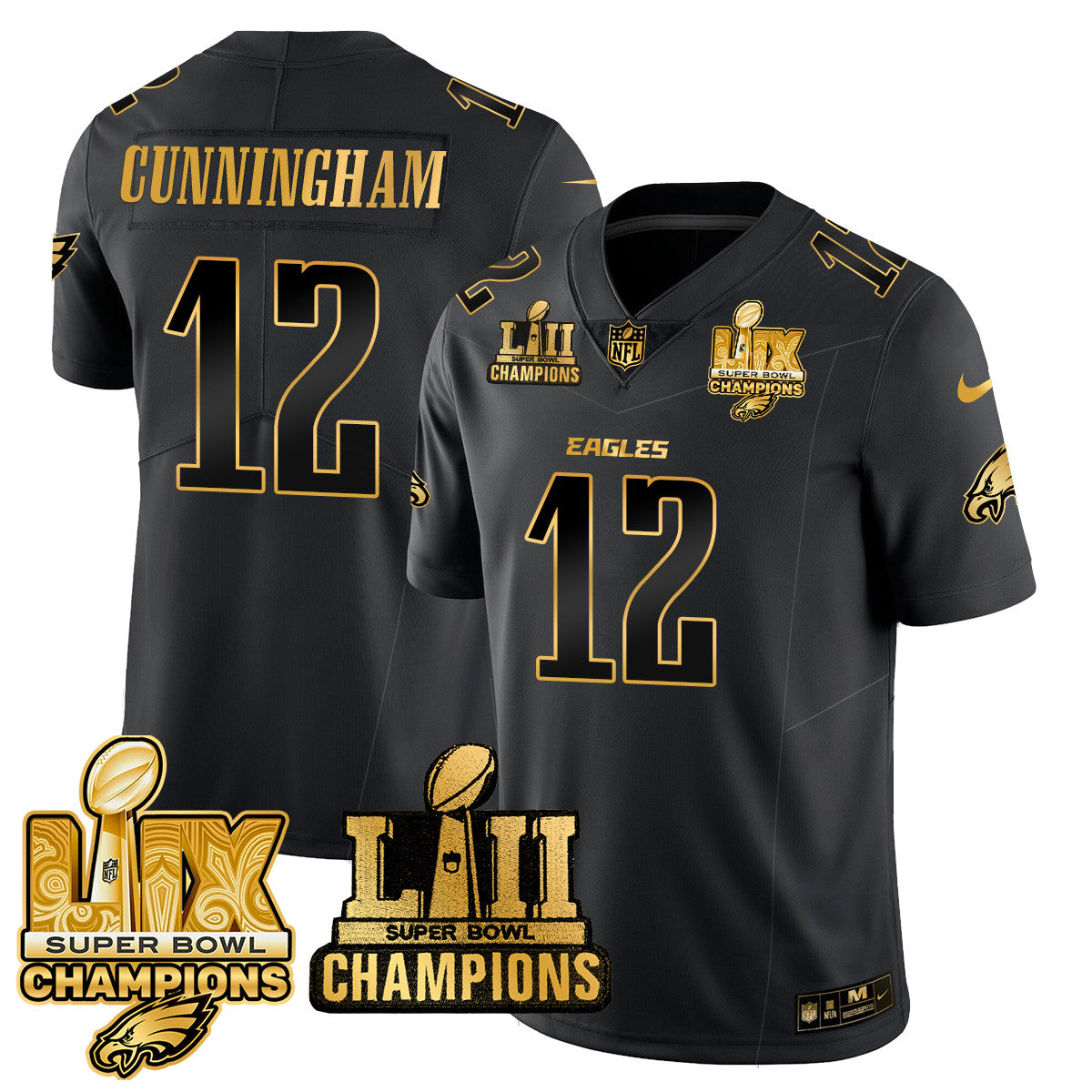 PHI LII-LIX Super Bowl Champions Gold Vapor Limited Jersey N2 - All Stitched
