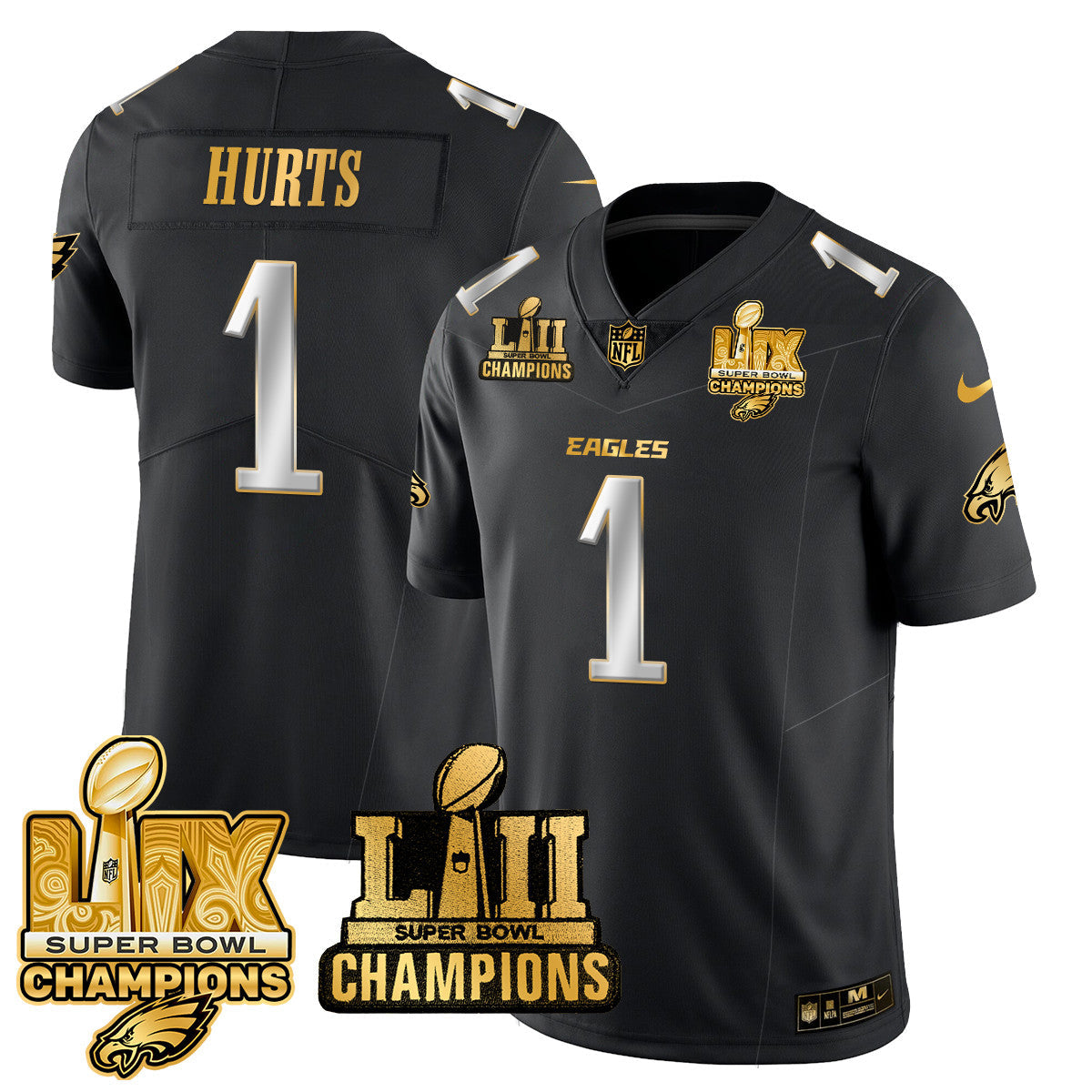 PHI LII-LIX Super Bowl Champions Gold Vapor Limited Jersey N2 - All Stitched