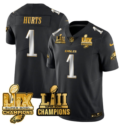 PHI LII-LIX Super Bowl Champions Gold Vapor Limited Jersey N2 - All Stitched