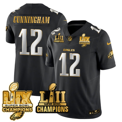 PHI LII-LIX Super Bowl Champions Gold Vapor Limited Jersey N2 - All Stitched