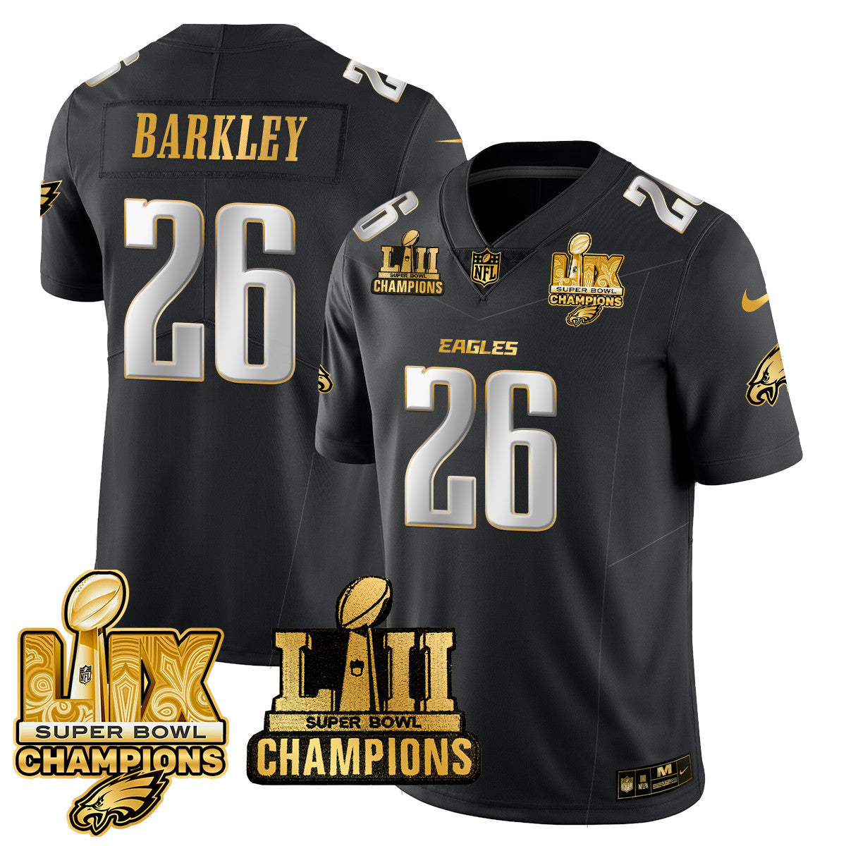 PHI LII-LIX Super Bowl Champions Gold Vapor Limited Jersey N2 - All Stitched