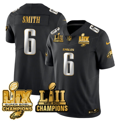 PHI LII-LIX Super Bowl Champions Gold Vapor Limited Jersey N2 - All Stitched