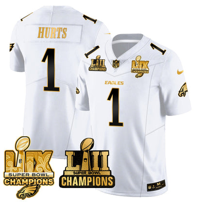 PHI LII-LIX Super Bowl Champions Gold Vapor Limited Jersey N2 - All Stitched