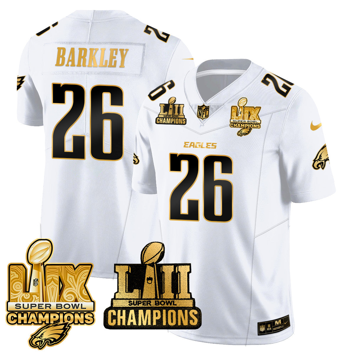 PHI LII-LIX Super Bowl Champions Gold Vapor Limited Jersey N2 - All Stitched