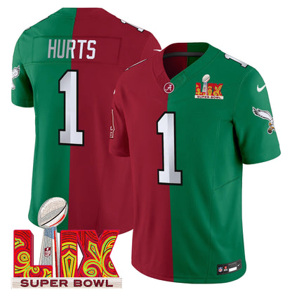 Split PHI Super Bowl LIX & College Football Vapor Limited Jersey - All Stitched