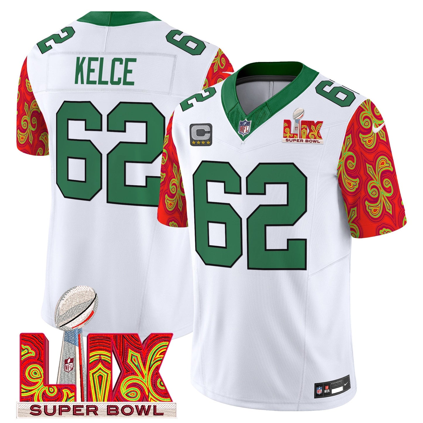 PHI Kelly Green Super Bowl LIX Style Vapor Limited Jersey - All Stitched