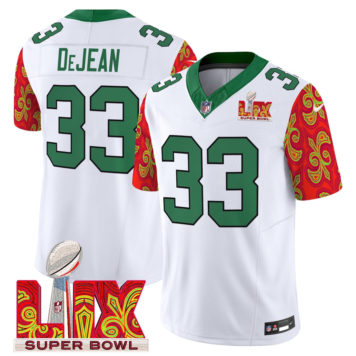 PHI Kelly Green Super Bowl LIX Style Vapor Limited Jersey - All Stitched