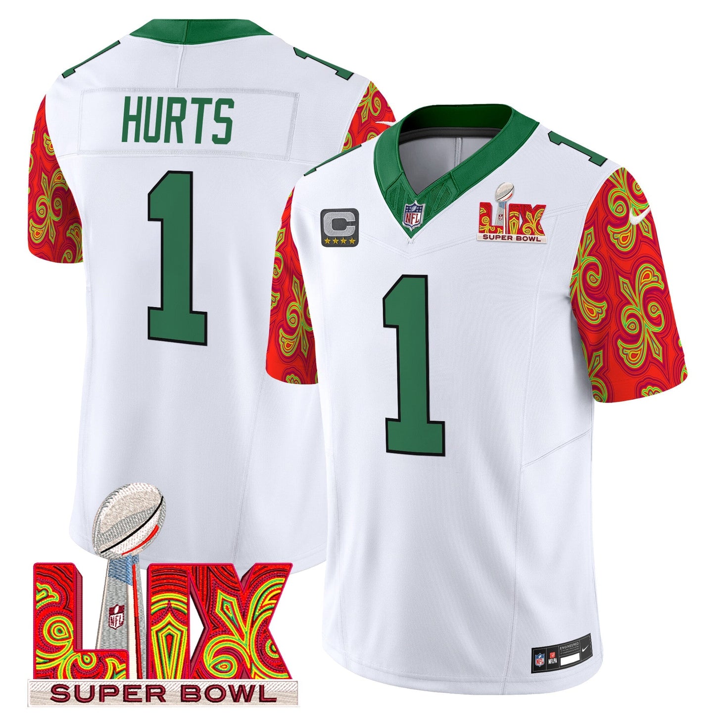 PHI Kelly Green Super Bowl LIX Style Vapor Limited Jersey - All Stitched