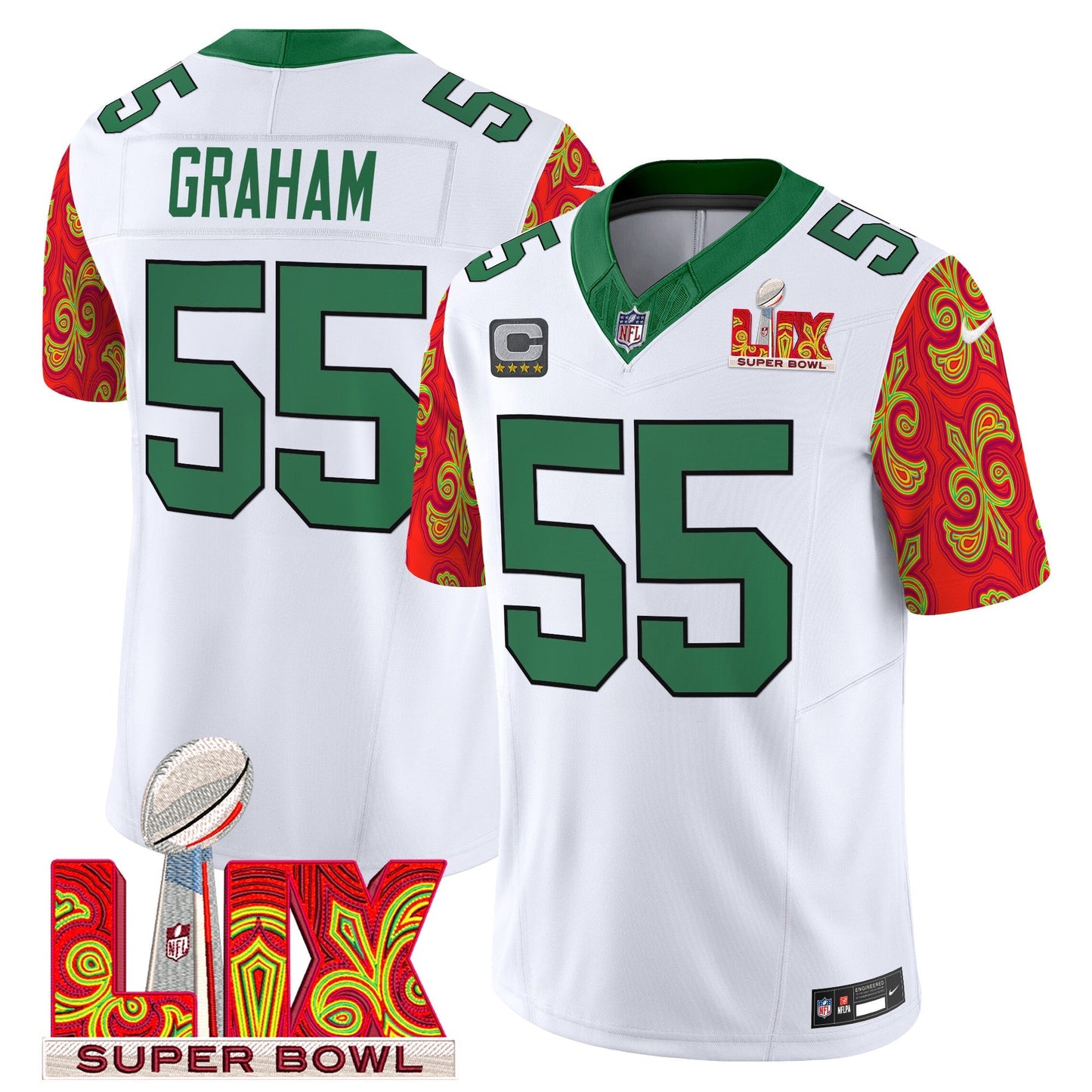 PHI Kelly Green Super Bowl LIX Style Vapor Limited Jersey - All Stitched