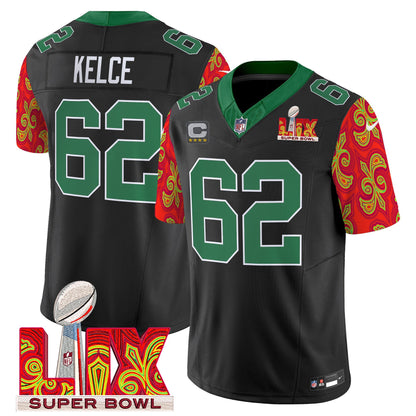 PHI Kelly Green Super Bowl LIX Style Vapor Limited Jersey - All Stitched