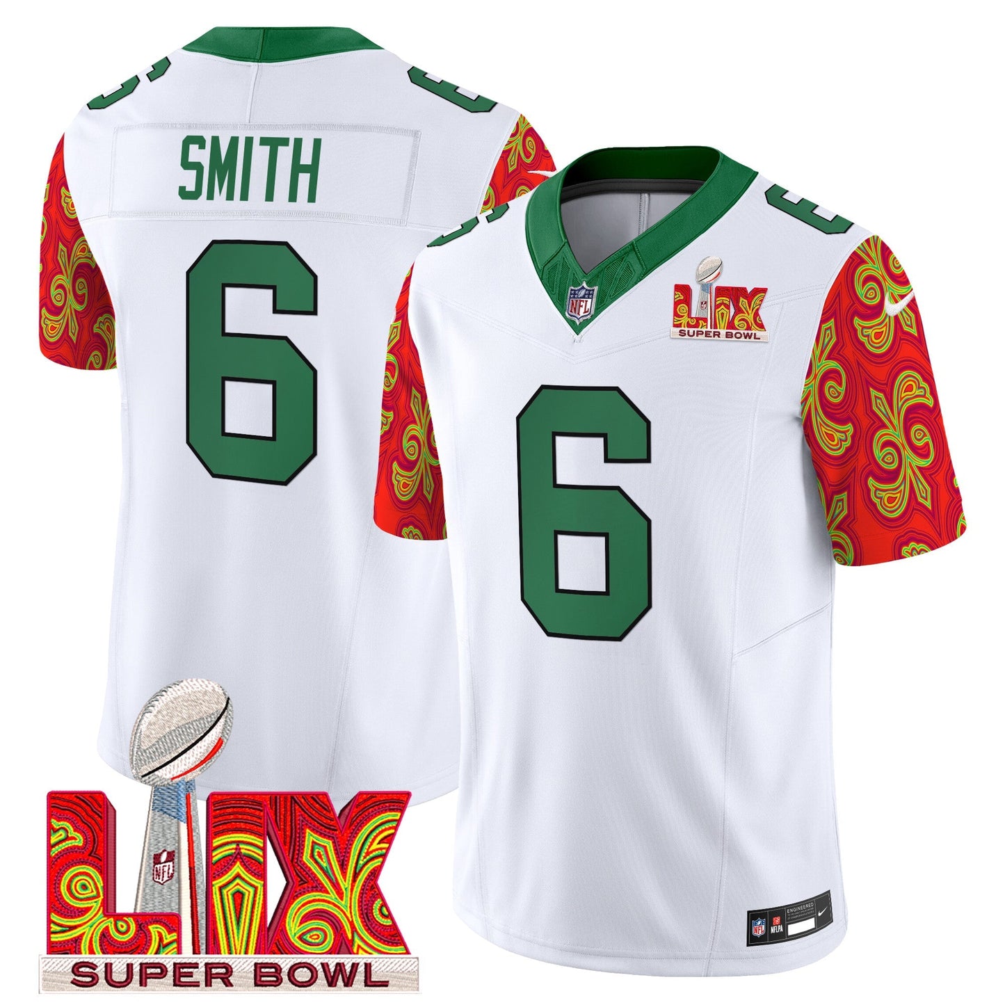 PHI Kelly Green Super Bowl LIX Style Vapor Limited Jersey - All Stitched