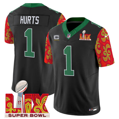 PHI Kelly Green Super Bowl LIX Style Vapor Limited Jersey - All Stitched