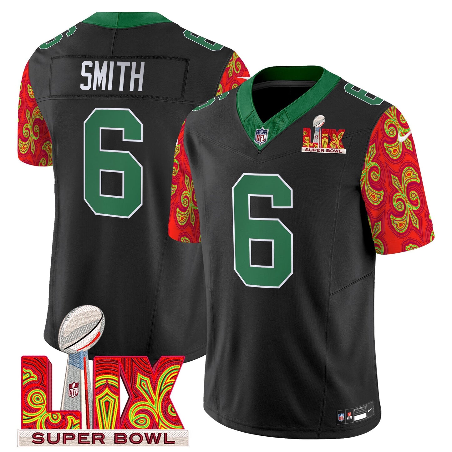 PHI Kelly Green Super Bowl LIX Style Vapor Limited Jersey - All Stitched