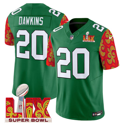 PHI Kelly Green Super Bowl LIX Style Vapor Limited Jersey - All Stitched