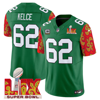 PHI Kelly Green Super Bowl LIX Style Vapor Limited Jersey - All Stitched