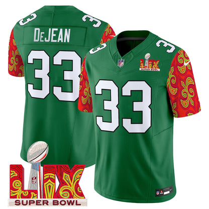 PHI Kelly Green Super Bowl LIX Style Vapor Limited Jersey - All Stitched