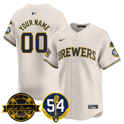 Custom Name/Number MIL Jersey - Bob Uecker, 54 Seasons for Brewers - All Stitched