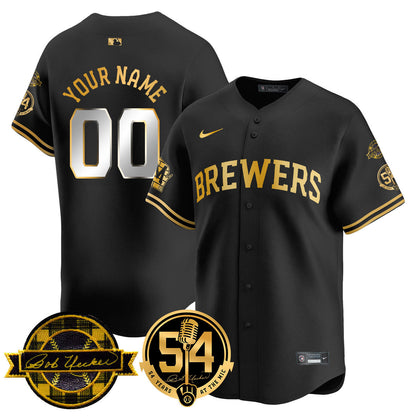 Custom Name/Number MIL Jersey - Bob Uecker, 54 Seasons for Brewers - All Stitched