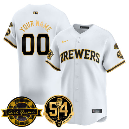 Custom Name/Number MIL Jersey - Bob Uecker, 54 Seasons for Brewers - All Stitched