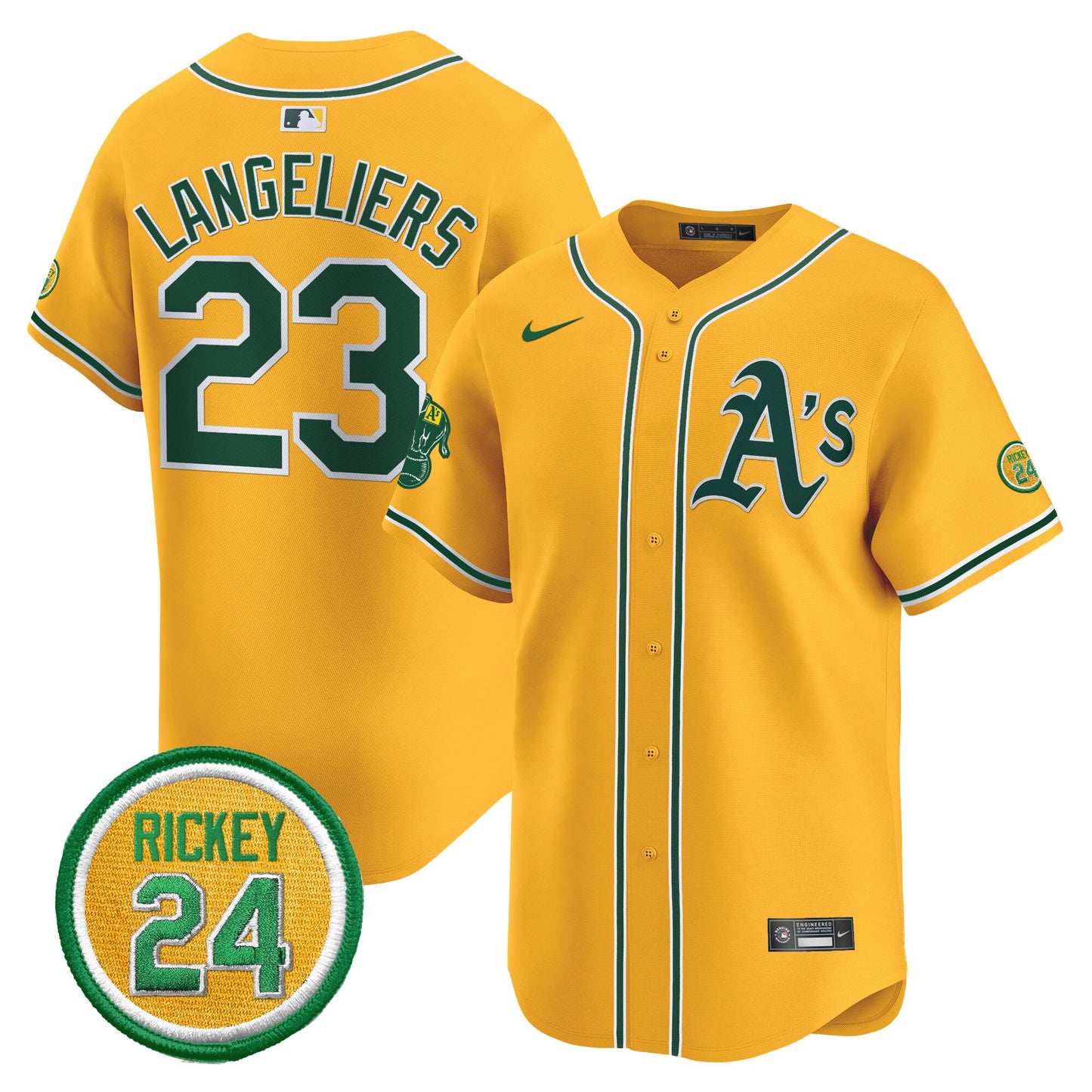 Oakland Athletics Rickey Henderson Patch Vapor Premier Limited Jersey - All Stitched