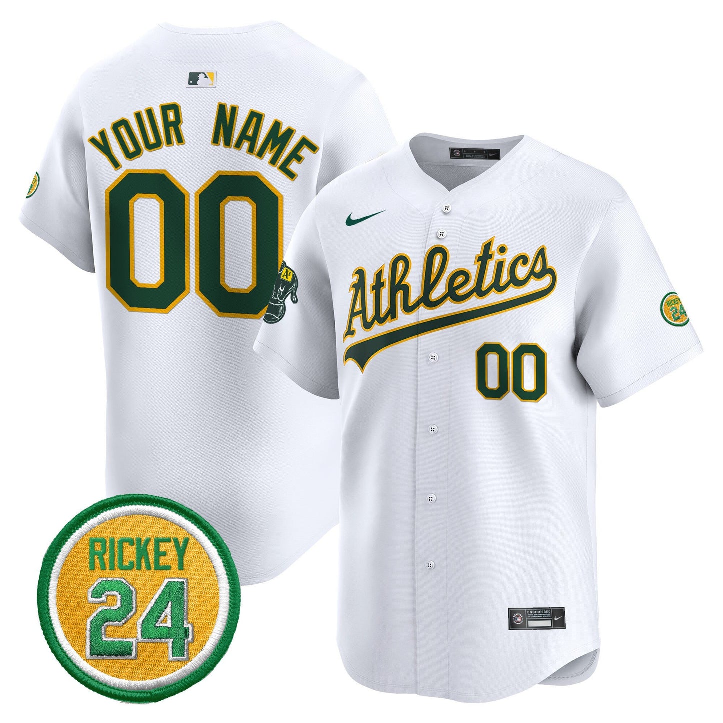 Oakland Athletics Rickey Henderson Patch Vapor Premier Limited Custom Jersey - All Stitched