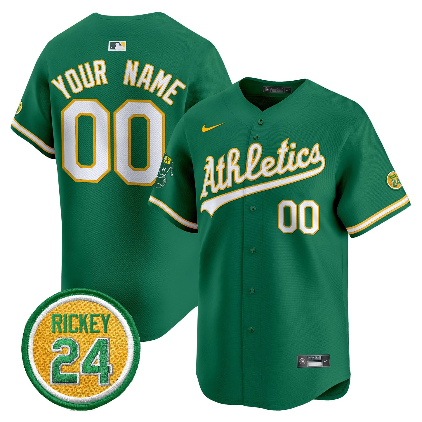 Oakland Athletics Rickey Henderson Patch Vapor Premier Limited Custom Jersey - All Stitched