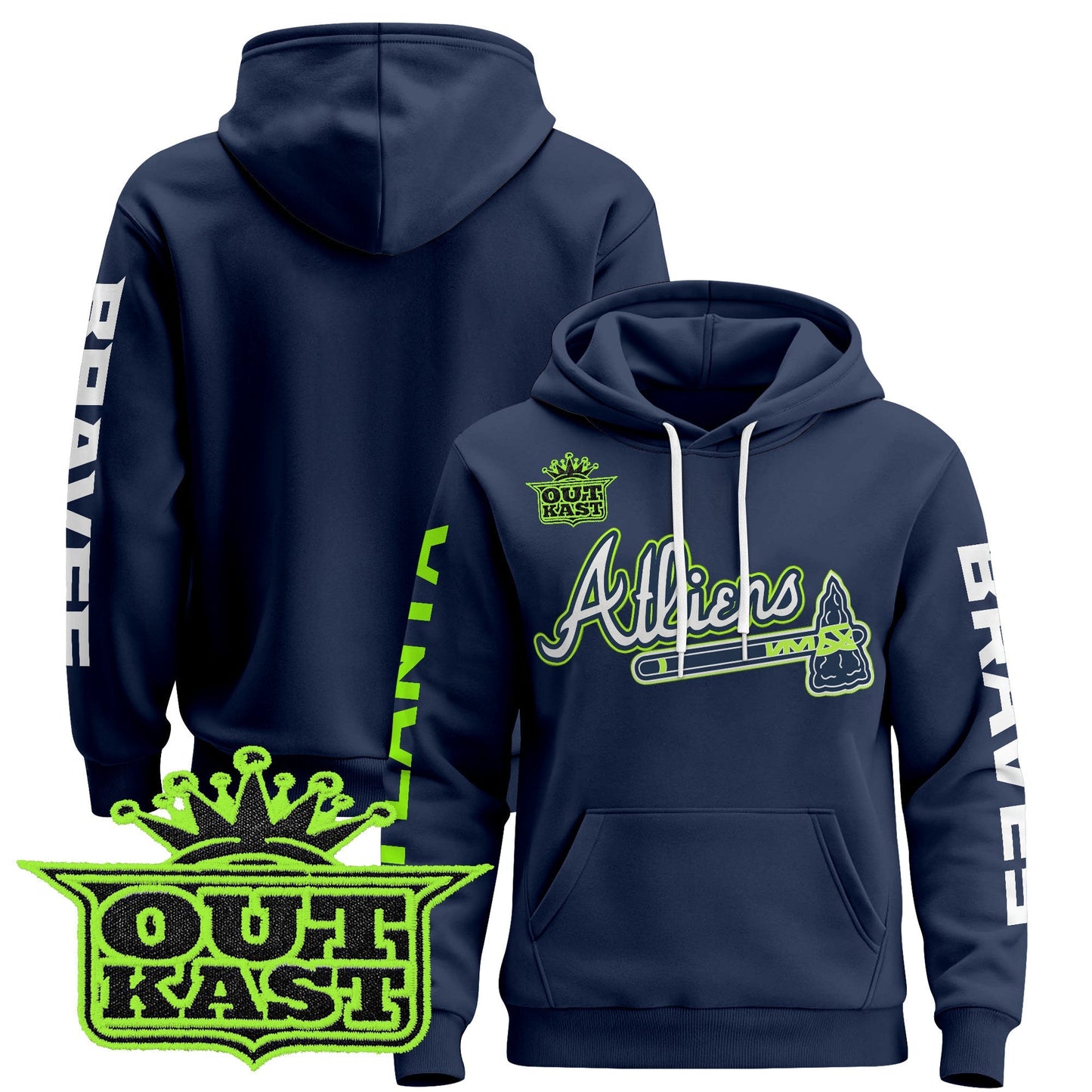 Men's Atlanta Braves 2025 Atliens Pullover Hoodie - All Stitched