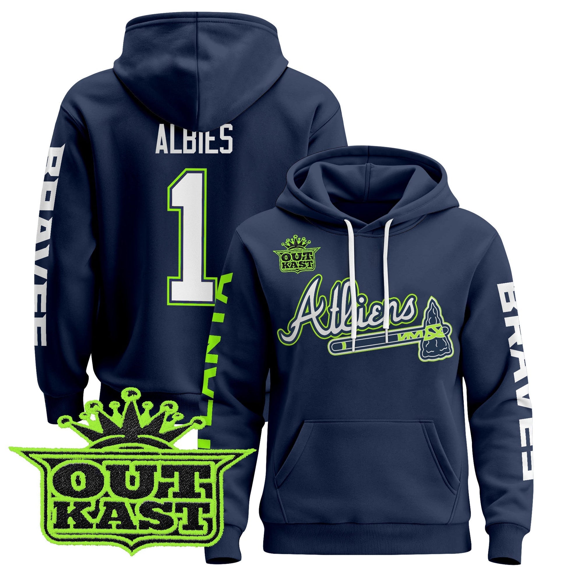 Men's Atlanta Braves 2025 Atliens Pullover Hoodie - All Stitched