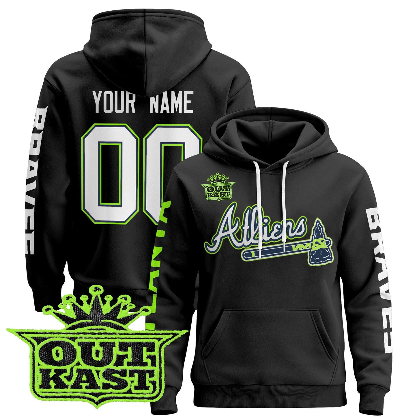 Atlanta Braves 2025 Atliens Custom Pullover Hoodie - All Stitched