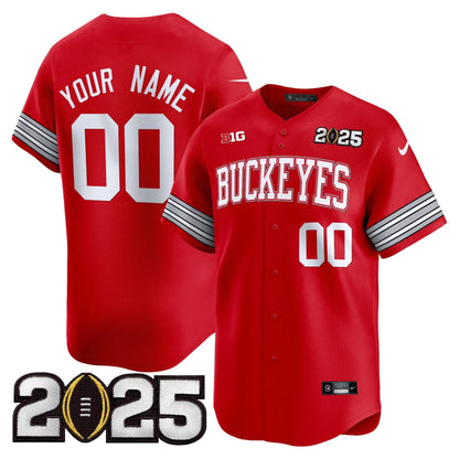 Ohio State Buckeyes 'Heritage Stripe' 2025 CFP Final Patch Vapor Baseball Custom Jersey - All Stitched
