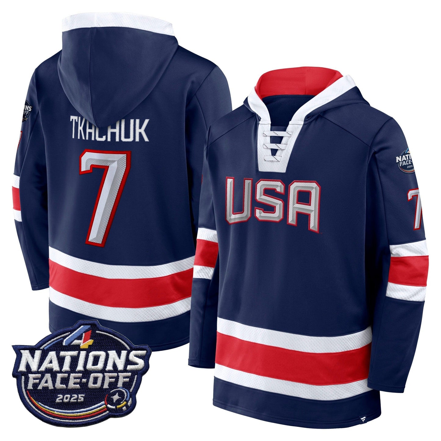 USA 4 Nations Face-Off 2025 Inside Line Pullover Hoodie - All Stitched