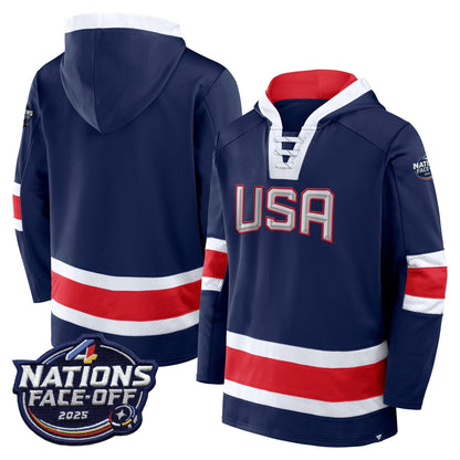 USA 4 Nations Face-Off 2025 Inside Line Pullover Hoodie - All Stitched